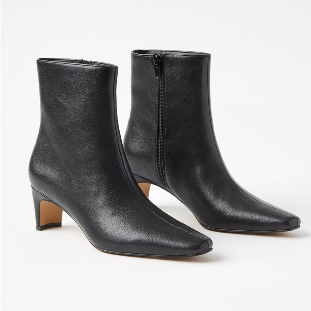 Ann Taylor LOFT Squared Pointy Toe Booties Black Boots Size 11 New $155 retail